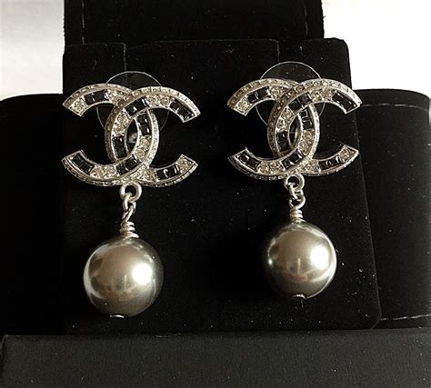 chanel pearl drop earrings|chanel pearl drop earrings silver.